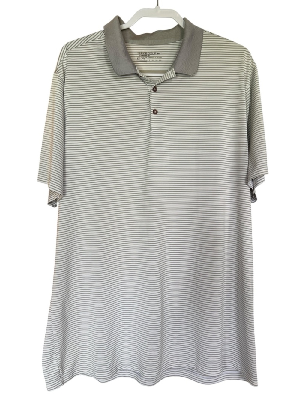 Nike Golf Dri-FIT Striped Polo Men’s XXL Gray White Standard Fit Performance